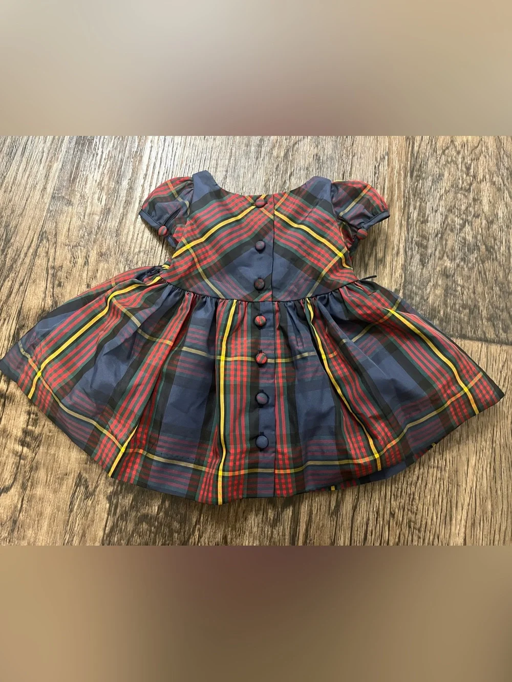 Ralph Lauren Girls Plaid Dress - Navy, Red & Green with Yellow Accents